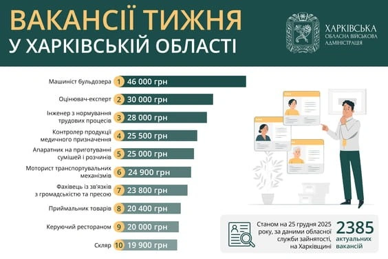 Харківщина пропонує понад дві тисячі вакансій: кого шукають роботодавці Харківщина пропонує понад дві тисячі вакансій: кого шукають роботодавці