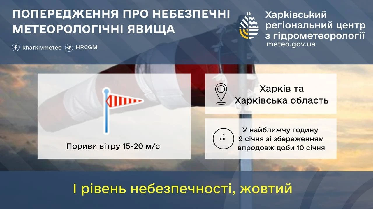 На Харківщині оголосили штормове попередження через сильний вітер