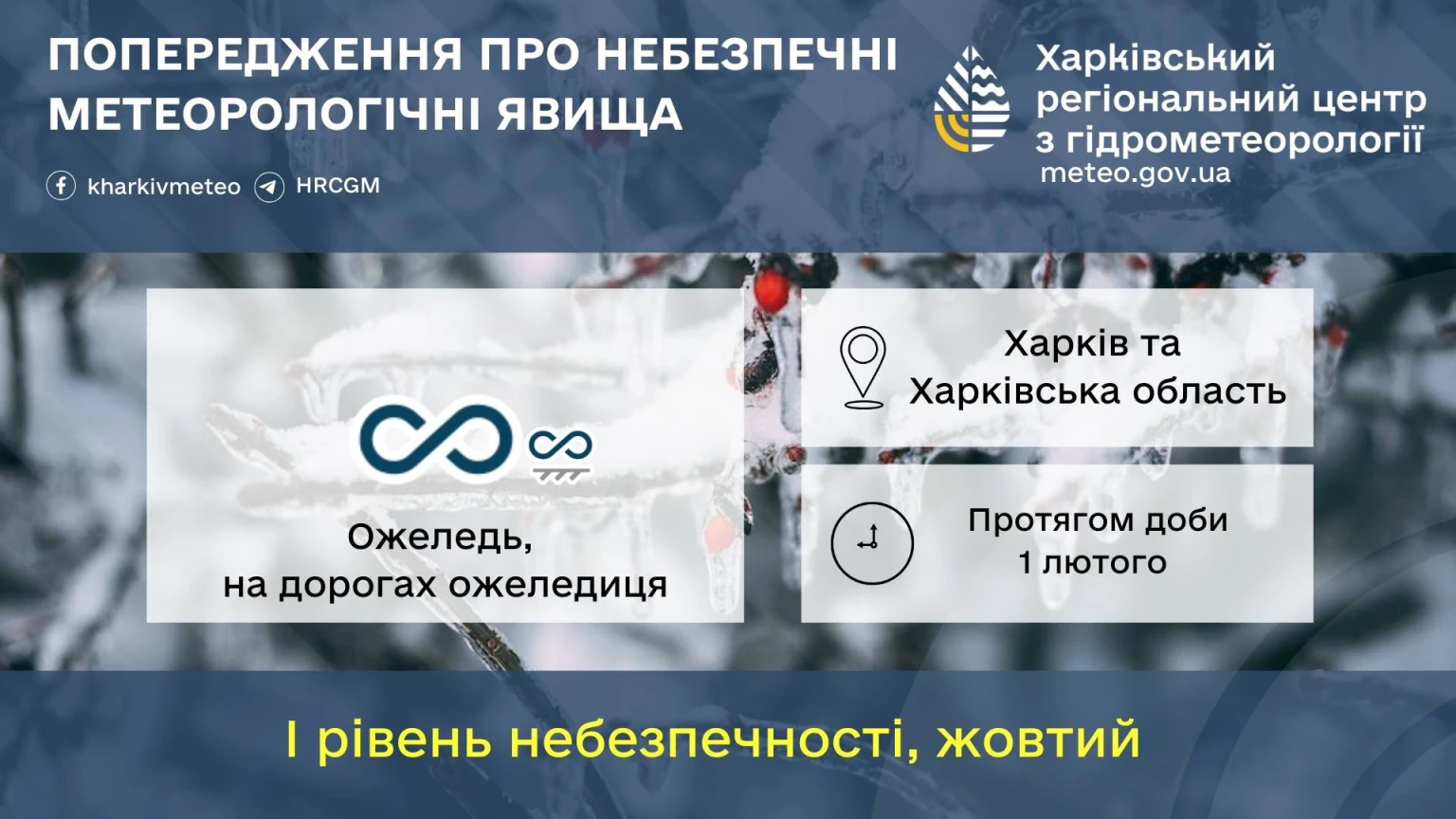Початок лютого на Харківщині — мороз та ожеледиця