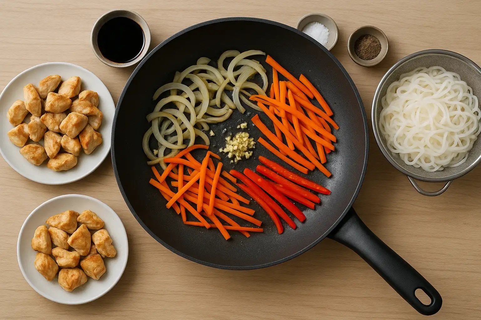рисовая лапша с курицей