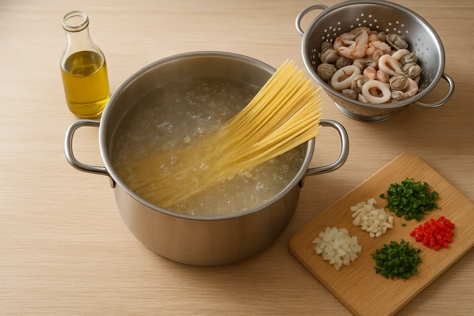 спагетти с морепродуктами