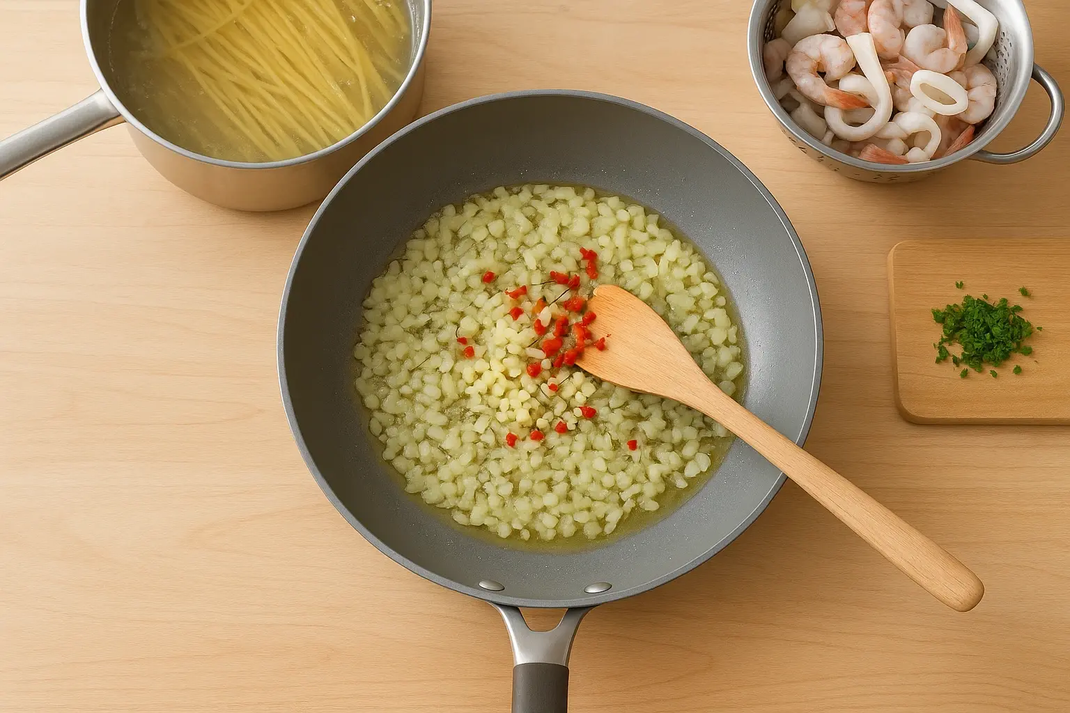 спагетти с морепродуктами