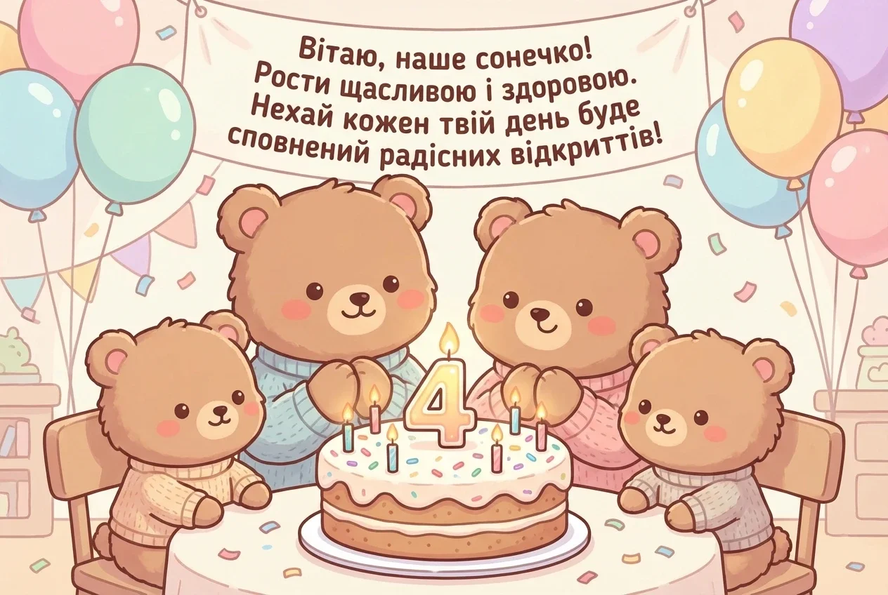 привітання з днем народження для дівчинки 4 роки