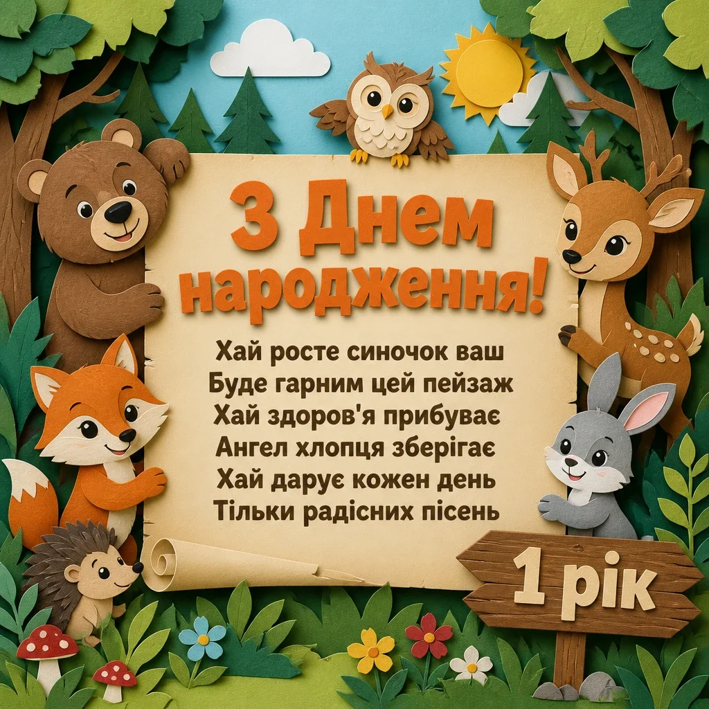 привітання з днем народження 1 рік хлопчику