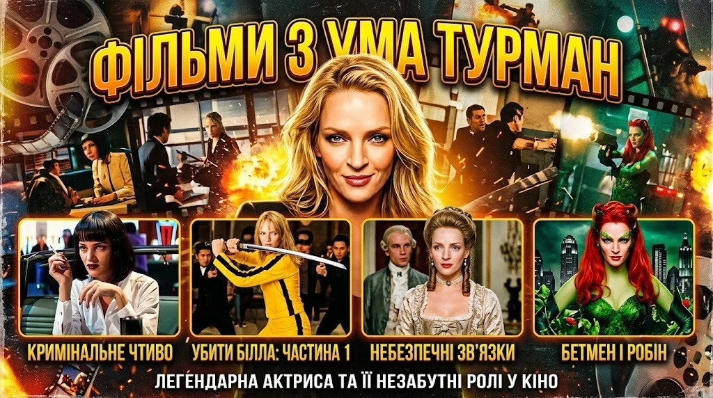 Двадцять фільмів з Умою Турман для справжніх фанатів Двадцять фільмів з Умою Турман для справжніх фанатів